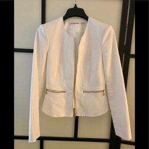 White Calvin Klein Blazer with Gold Accents size 0